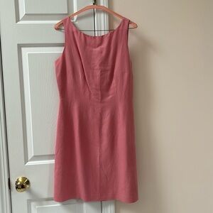 Coral linen shift dress